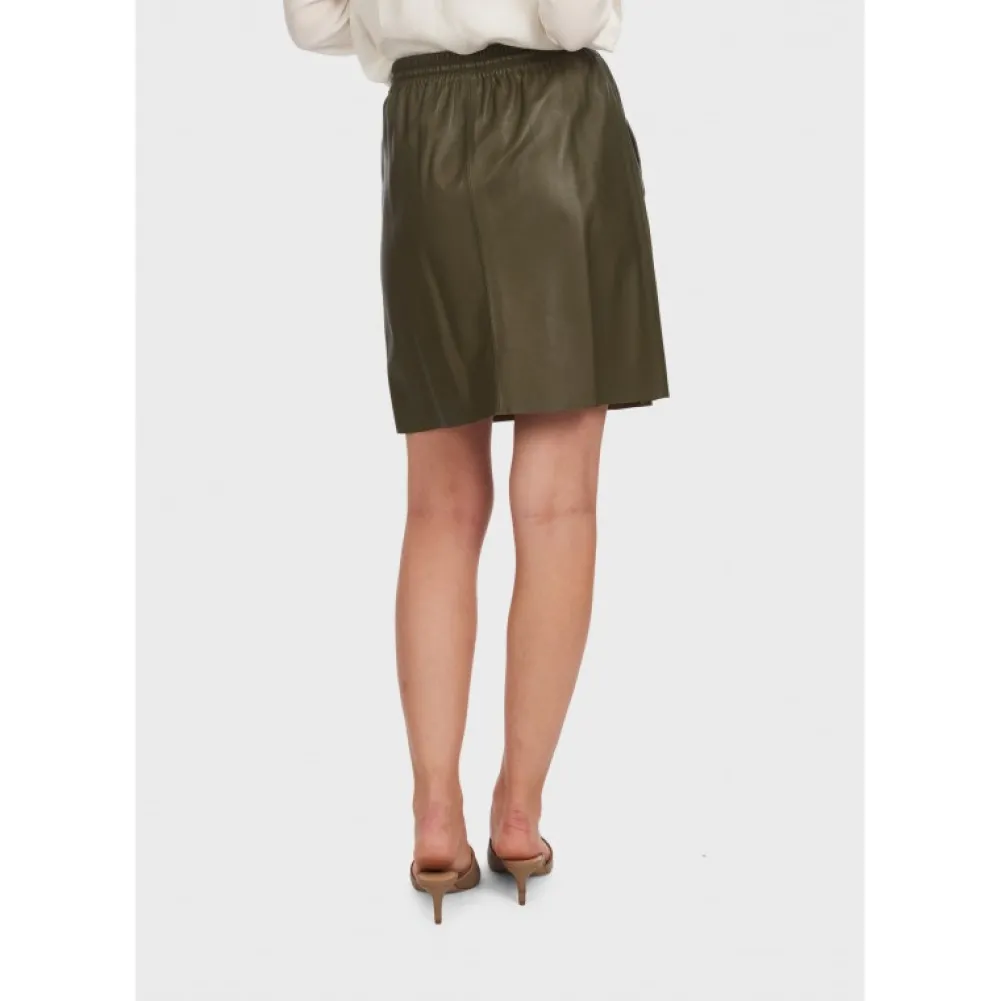 Alba Kaki - Jupe Courte Evasee En Cuir Veritable^OAKWOOD Fashion