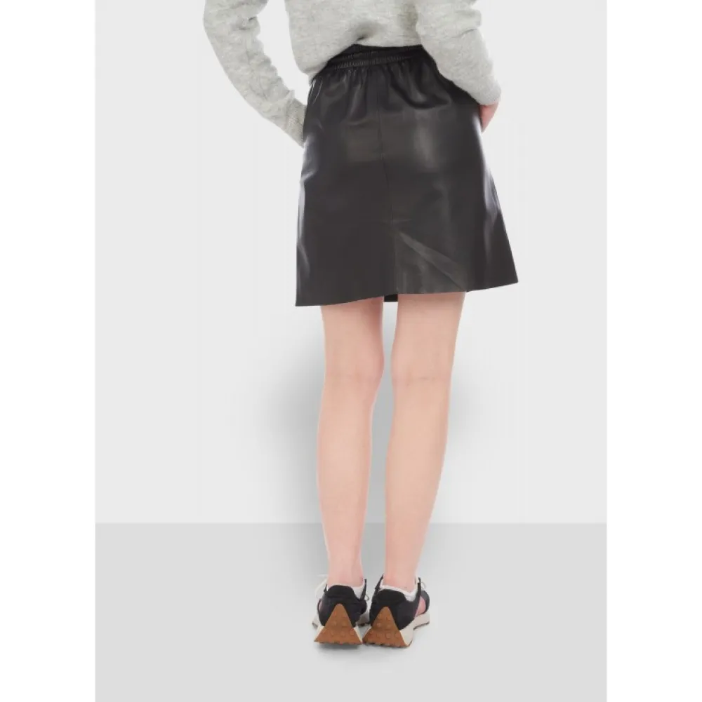 Alba Noir - Jupe Courte Evasee En Cuir Veritable^OAKWOOD Discount