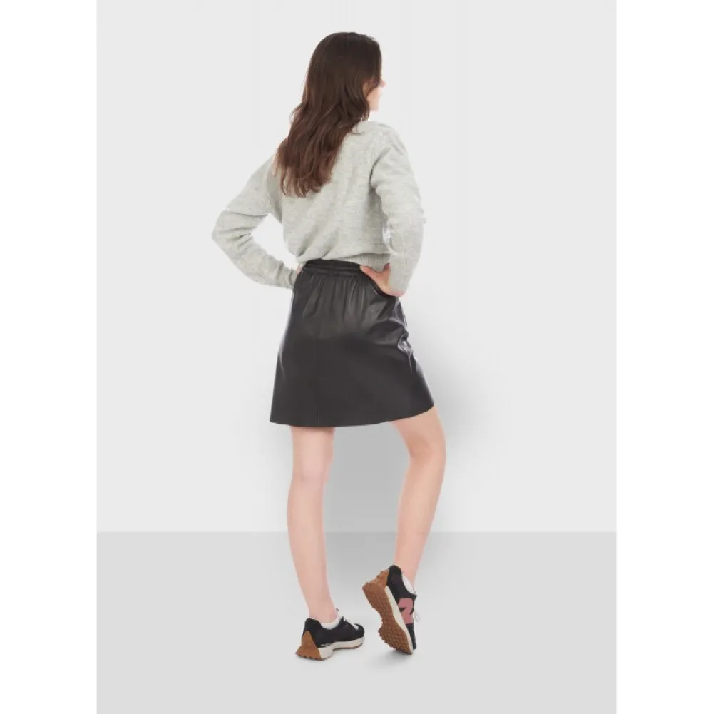 Alba Noir - Jupe Courte Evasee En Cuir Veritable^OAKWOOD Discount
