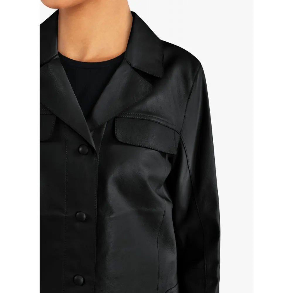 Alina Noir - Veste Courte En Cuir Veritable^OAKWOOD Store