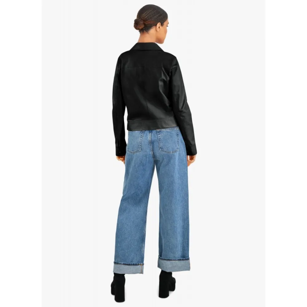 Alina Noir - Veste Courte En Cuir Veritable^OAKWOOD Store