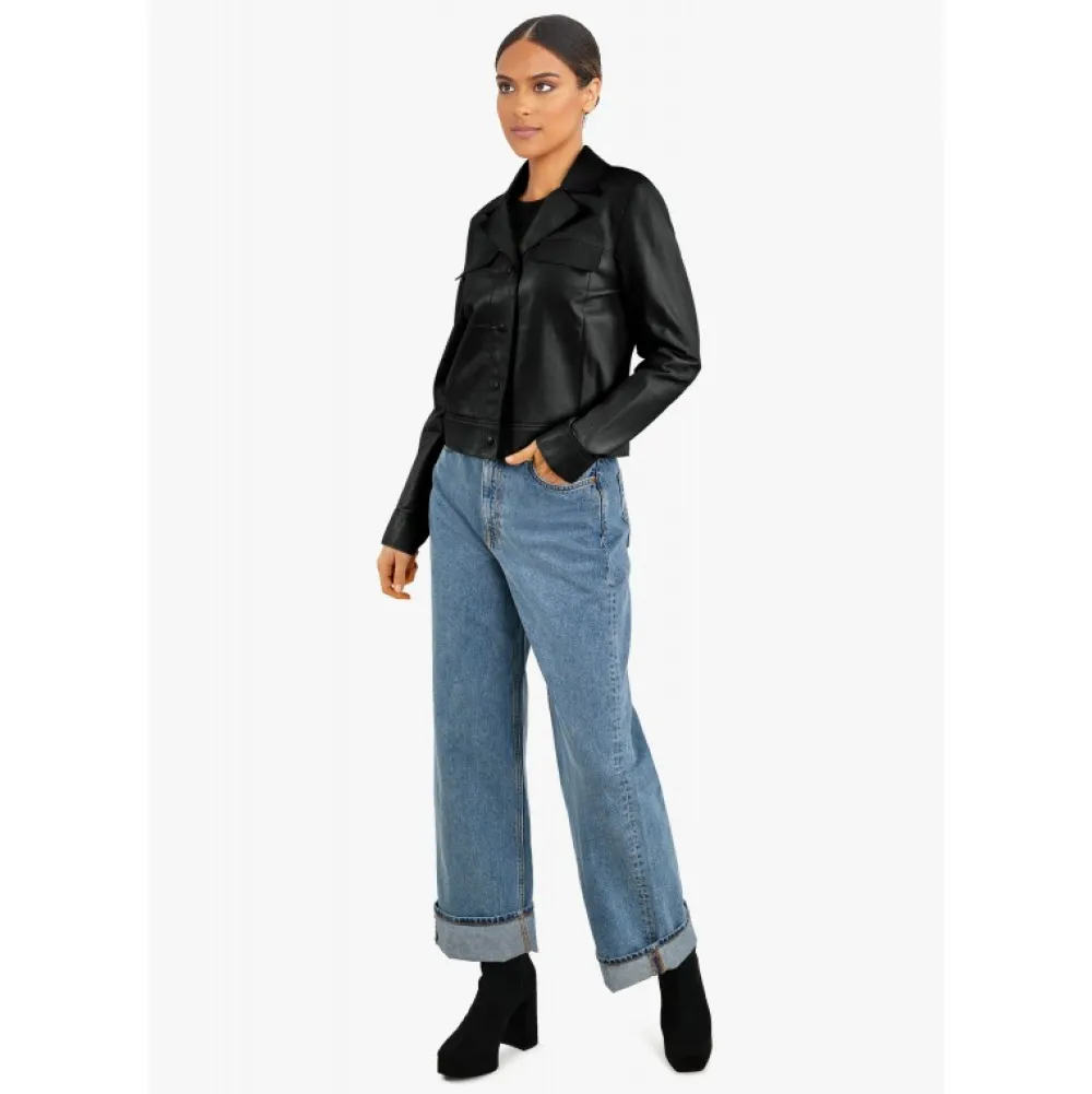 Alina Noir - Veste Courte En Cuir Veritable^OAKWOOD Store