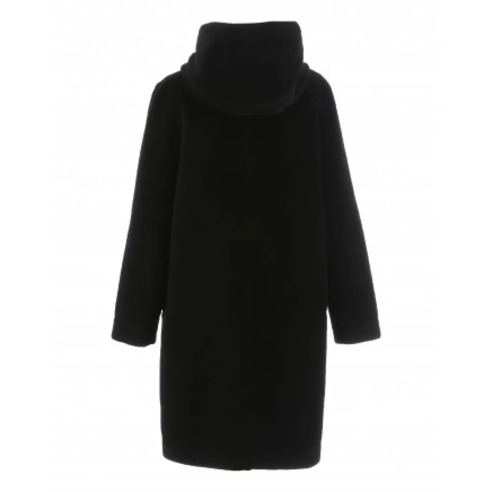 Angelique Noir - Manteau Reversible A Capuche Effet Peau Lainee^OAKWOOD Best