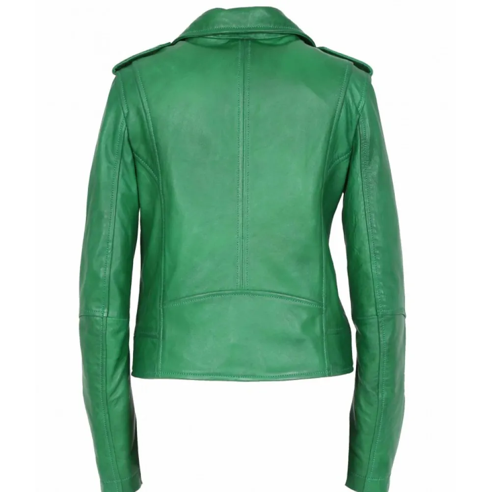 Boogie Vert - Blouson Epure A Fermeture Asymetrique En Cuir Veritable^OAKWOOD Shop