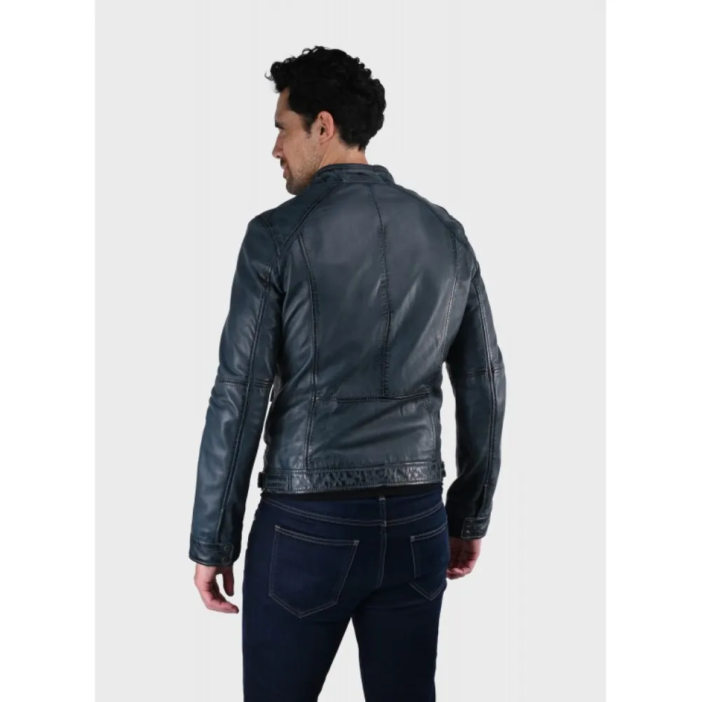 Casey Bleu - Blouson En Cuir Veritable^OAKWOOD Shop