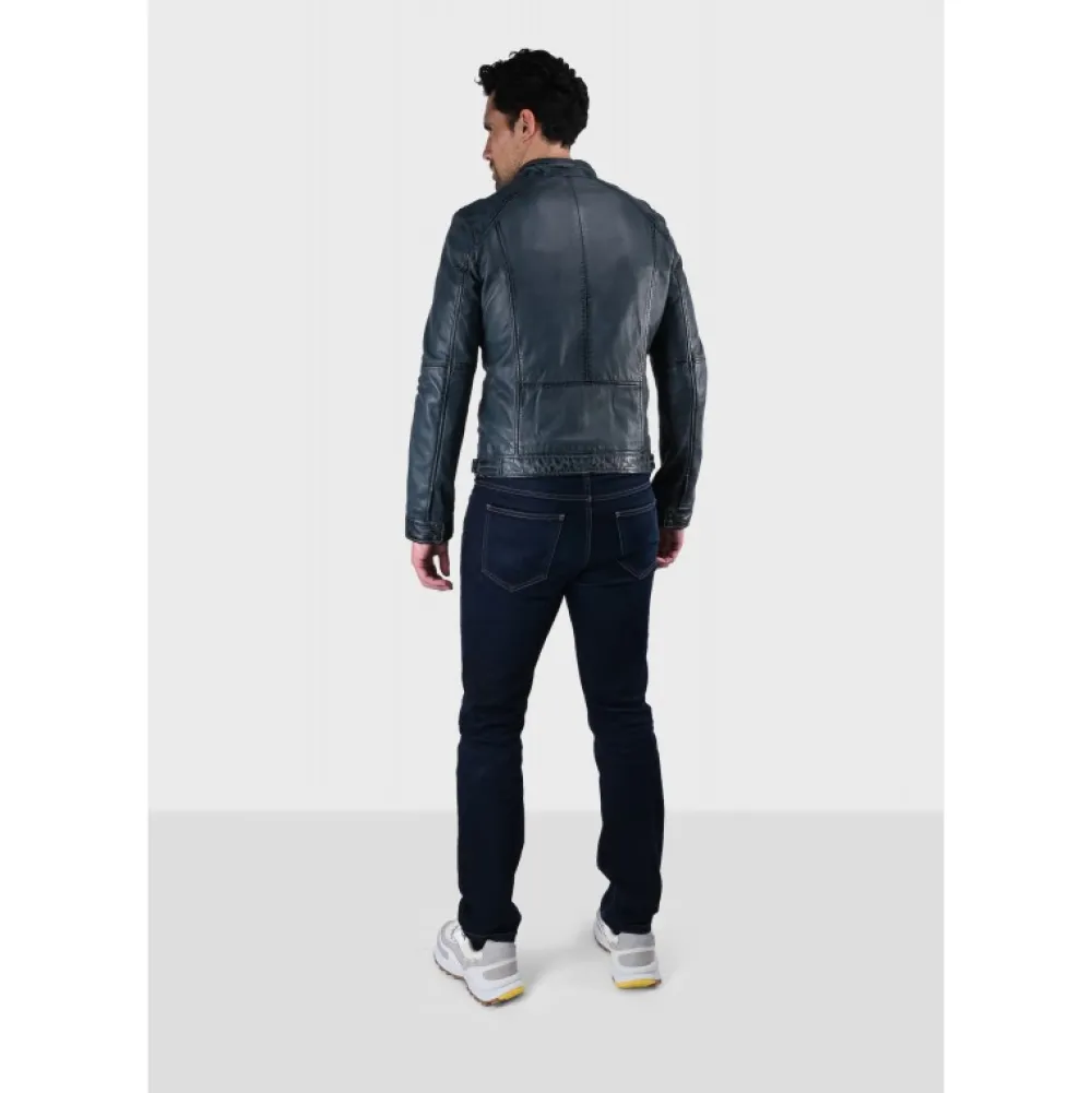 Casey Bleu - Blouson En Cuir Veritable^OAKWOOD Shop