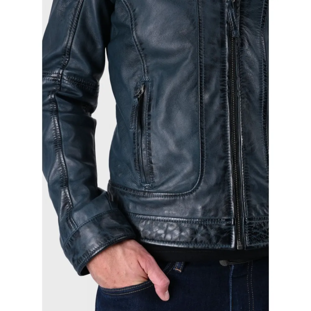 Casey Bleu - Blouson En Cuir Veritable^OAKWOOD Shop