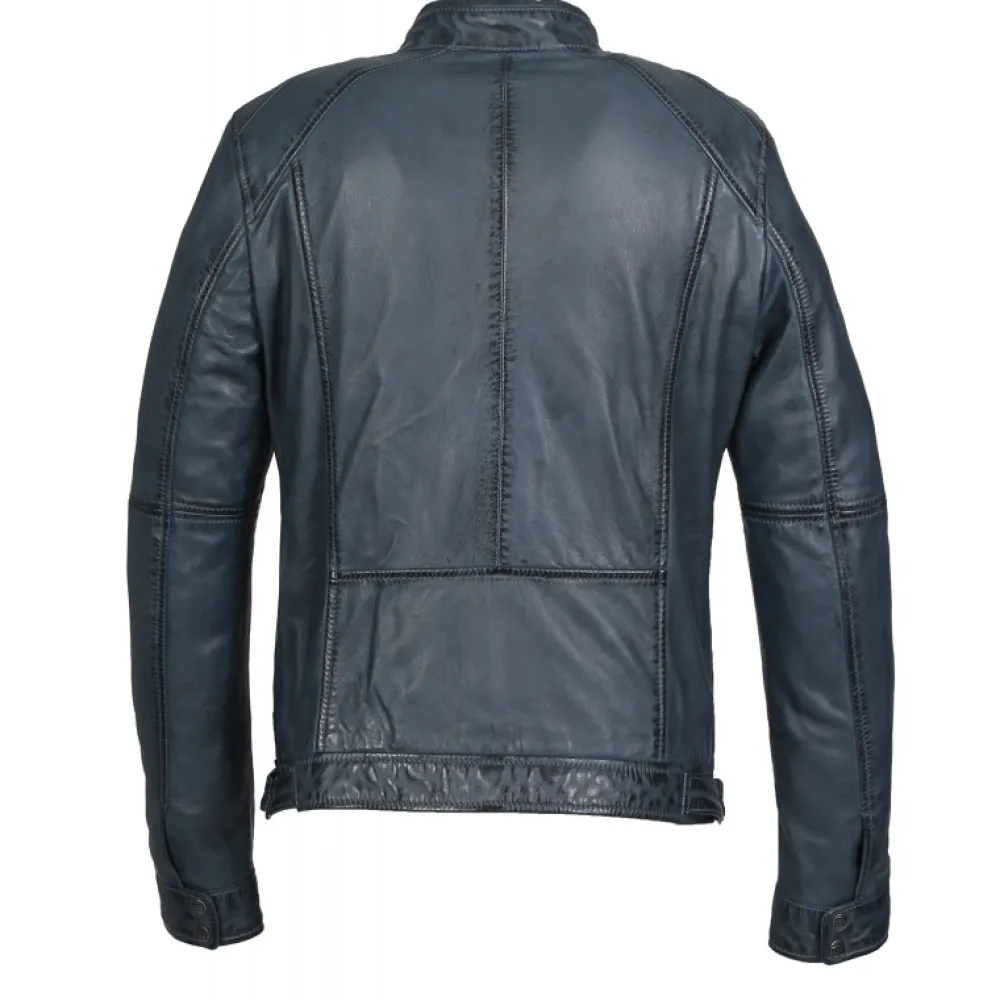 Casey Bleu - Blouson En Cuir Veritable^OAKWOOD Shop