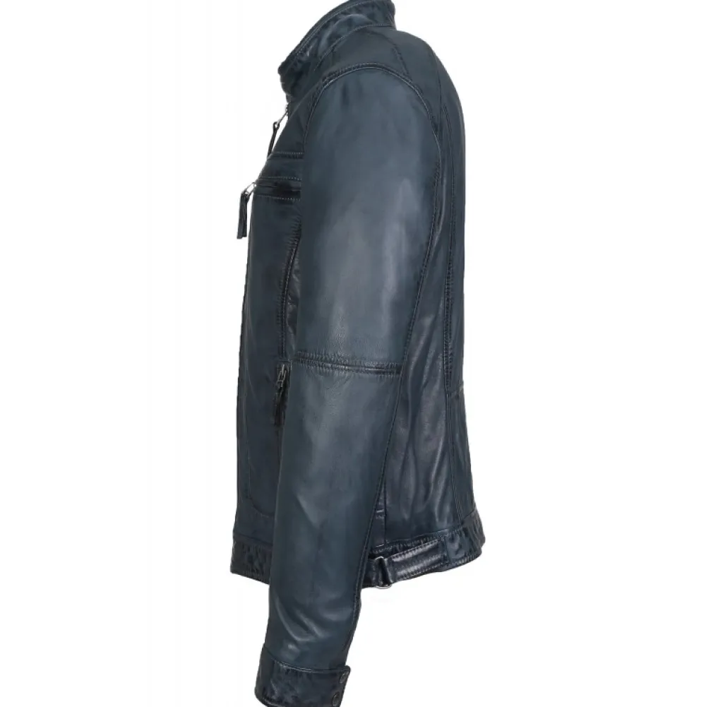 Casey Bleu - Blouson En Cuir Veritable^OAKWOOD Shop
