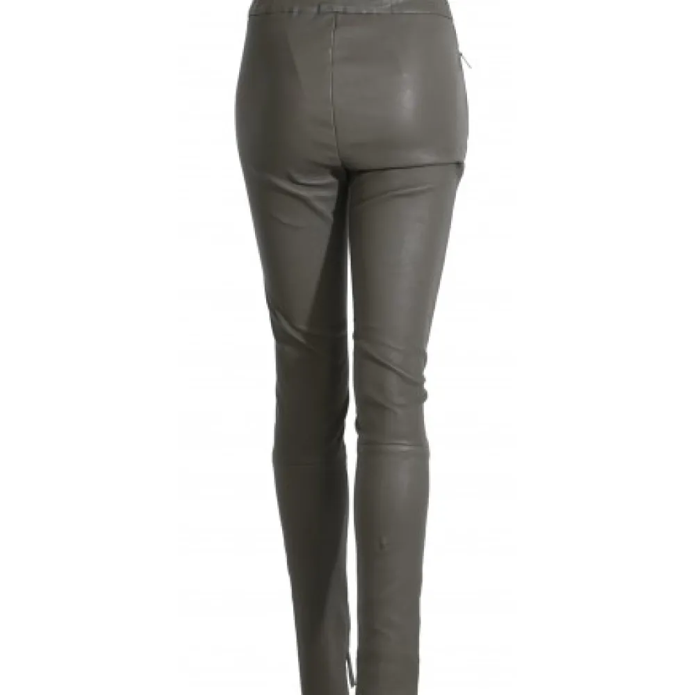 Celeste Kaki Fonce - Pantalon Stretch En Cuir Veritable^OAKWOOD Online
