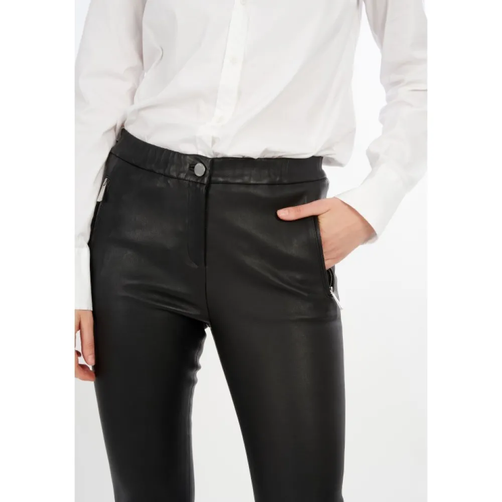 Celeste Noir - Pantalon Stretch En Cuir Veritable^OAKWOOD Discount