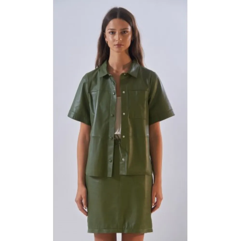 Celia Bronze - Jupe Droite Taille Haute En Cuir Veritable^OAKWOOD Best