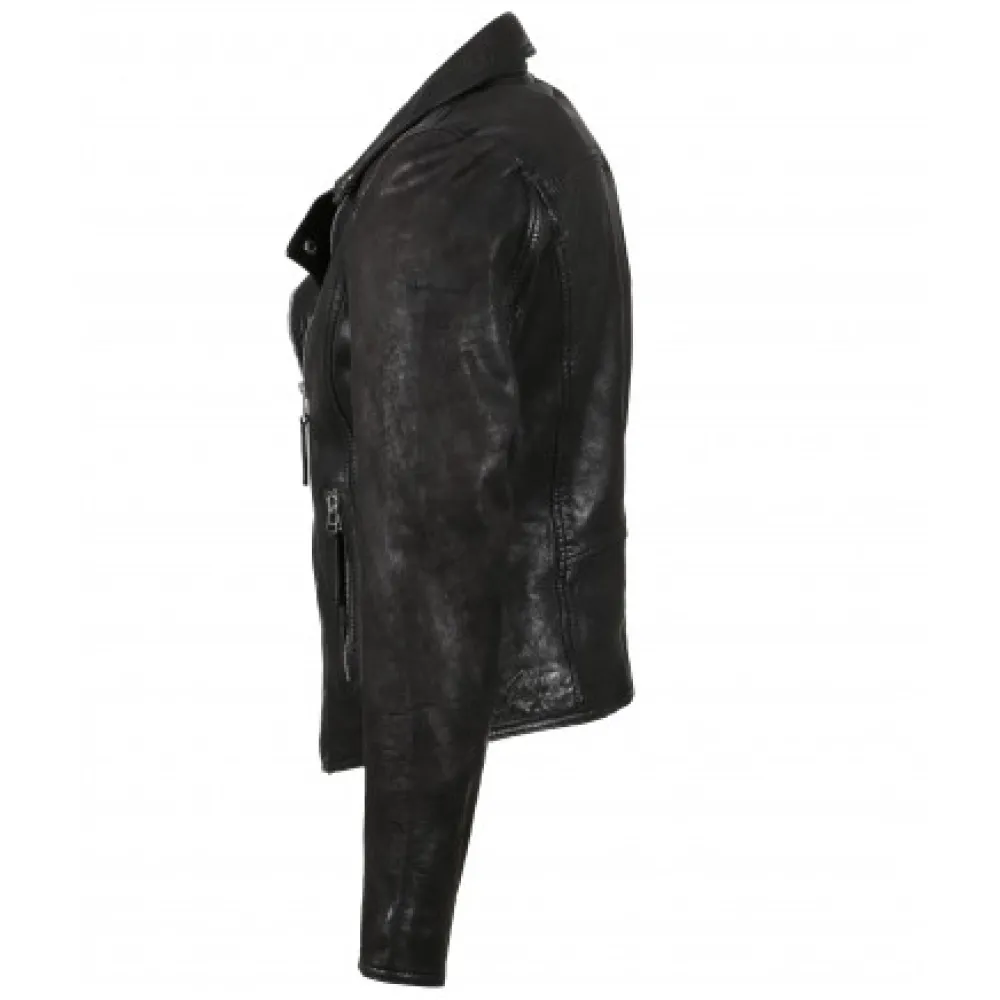Clips Noir - Blouson Asymetrique Epure En Cuir Veritable^OAKWOOD Cheap