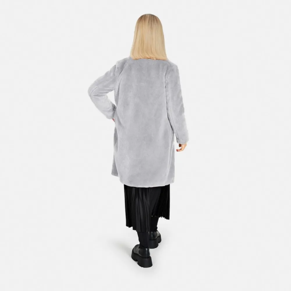Cyber Gris Clair - Manteau Long En Fausse Fourrure^OAKWOOD Shop