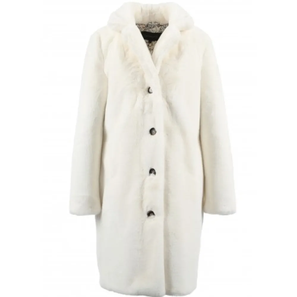 Cyber Ivoire - Manteau Long En Fourrure Synthetique A Col Revers^OAKWOOD Clearance