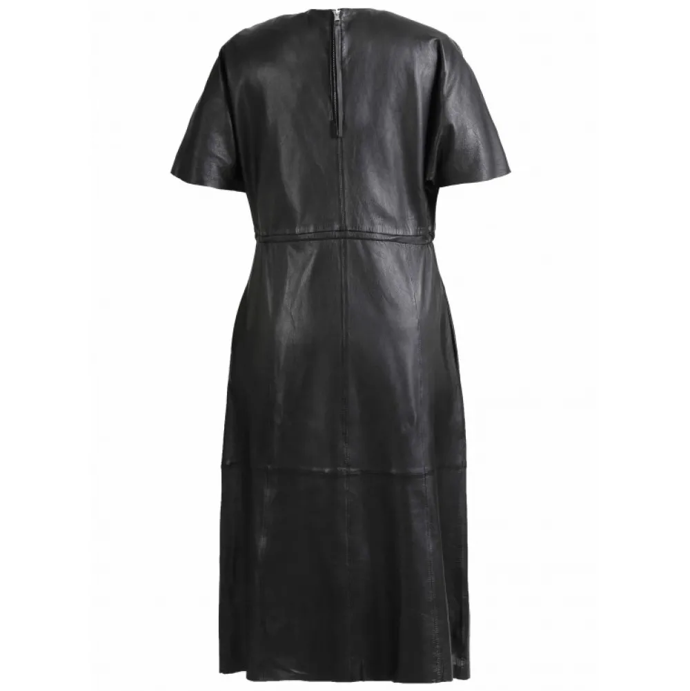 Dance Noir - Robe Fourreau En Cuir Veritable^OAKWOOD Store