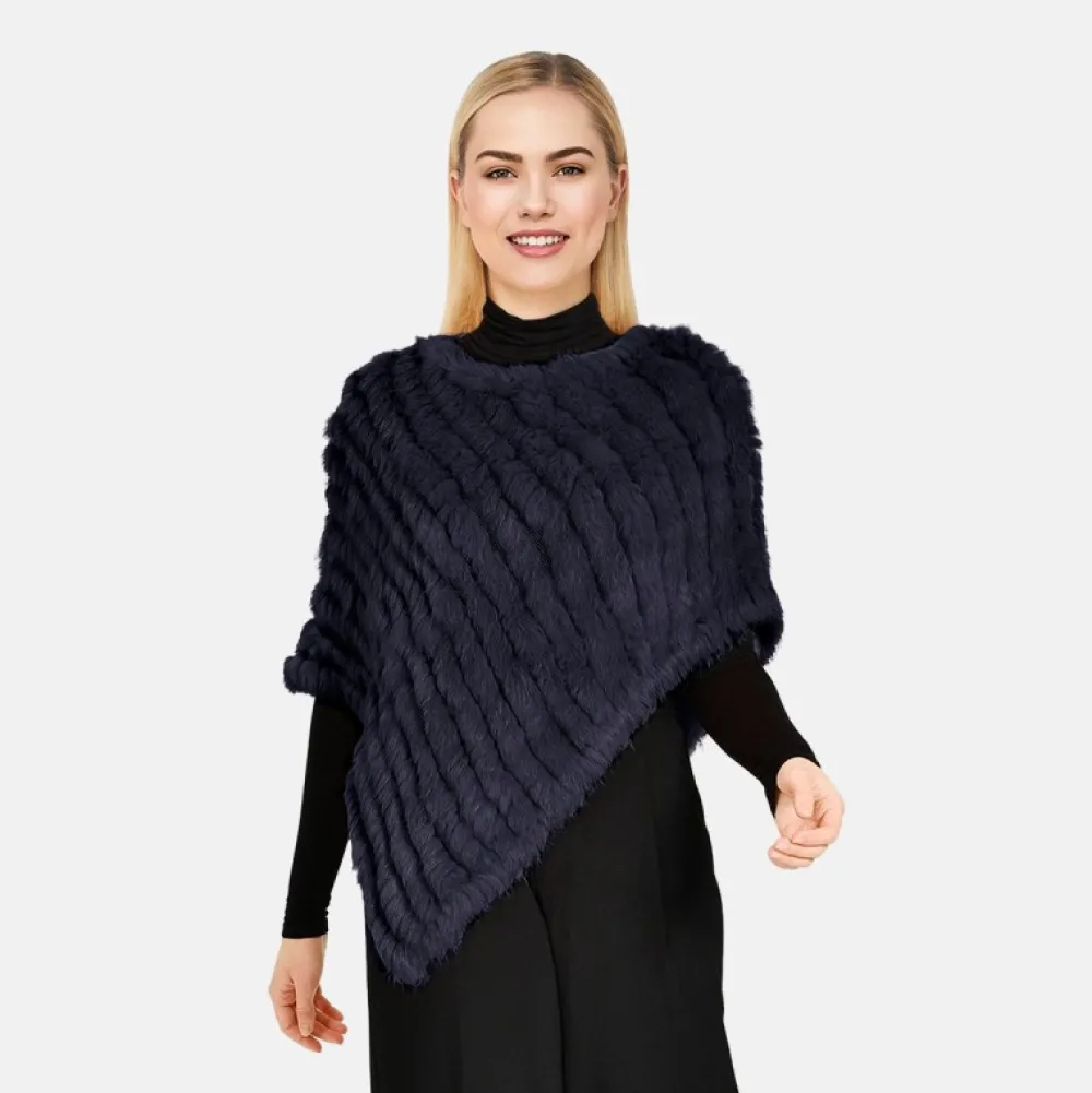 Davos Bleu Fonce - Poncho En Fourrure Veritable^OAKWOOD Flash Sale