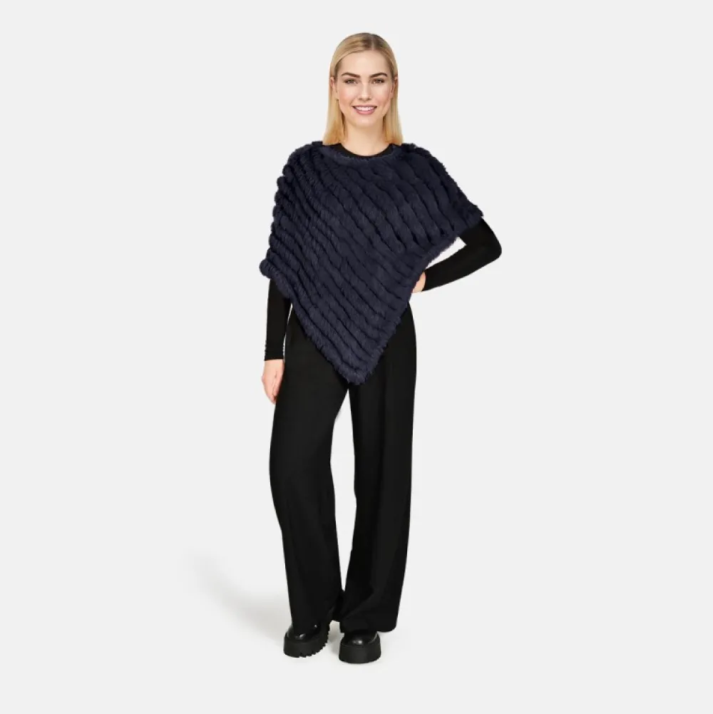 Davos Bleu Fonce - Poncho En Fourrure Veritable^OAKWOOD Flash Sale