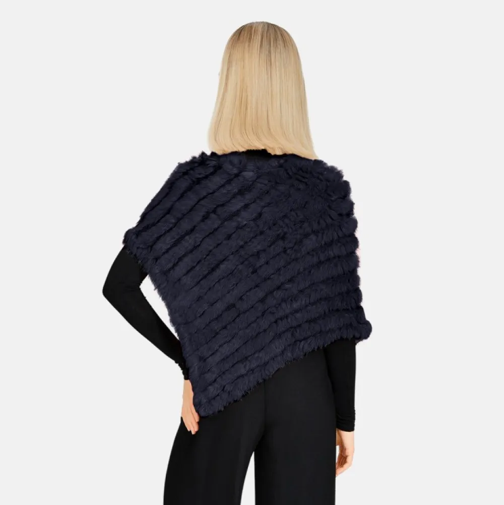 Davos Bleu Fonce - Poncho En Fourrure Veritable^OAKWOOD Flash Sale