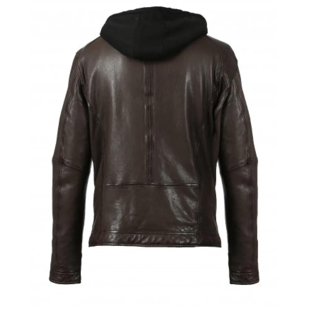 Drink Chocolat- Blouson En Cuir Veritable A Capuche Amovible^OAKWOOD Outlet