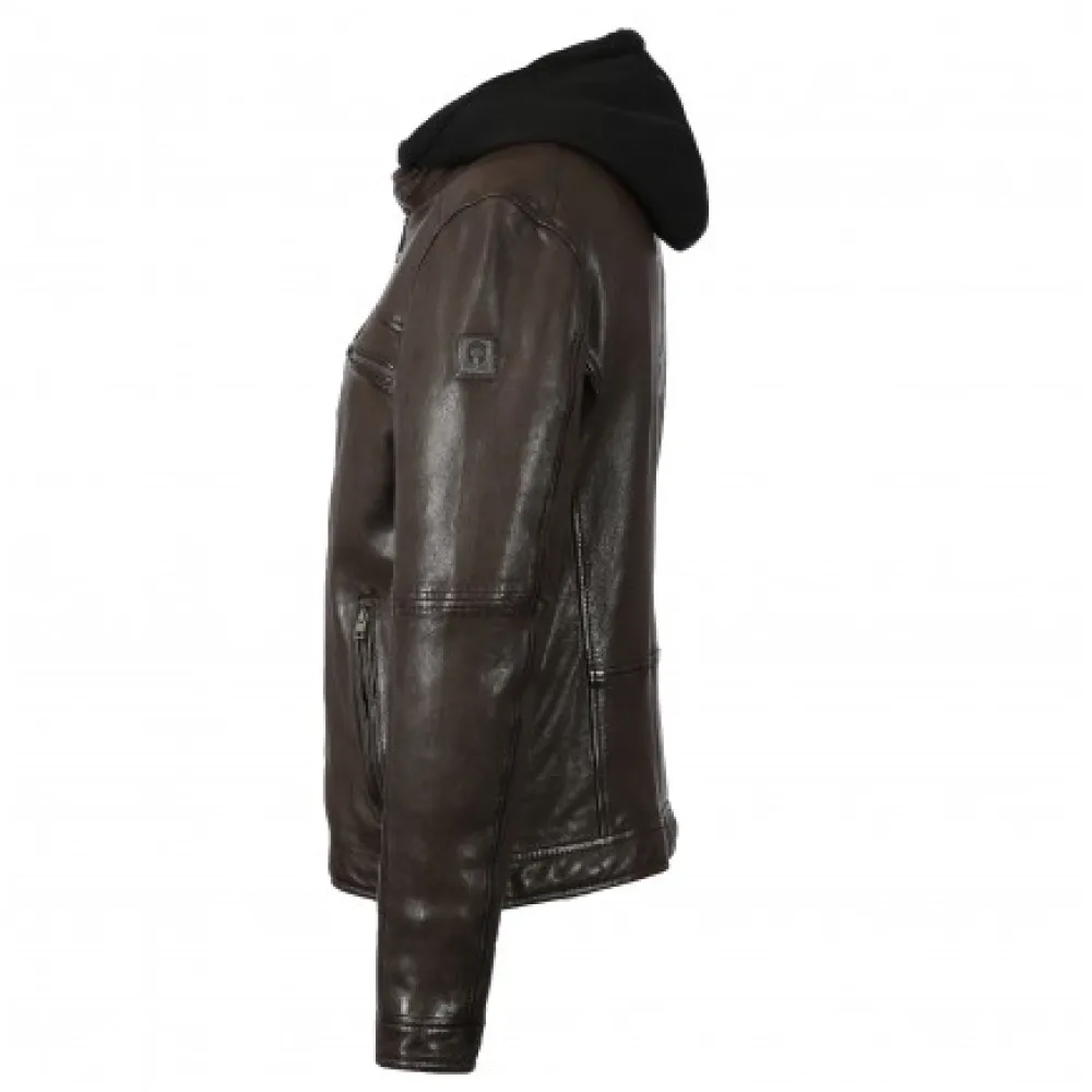 Drink Chocolat- Blouson En Cuir Veritable A Capuche Amovible^OAKWOOD Outlet