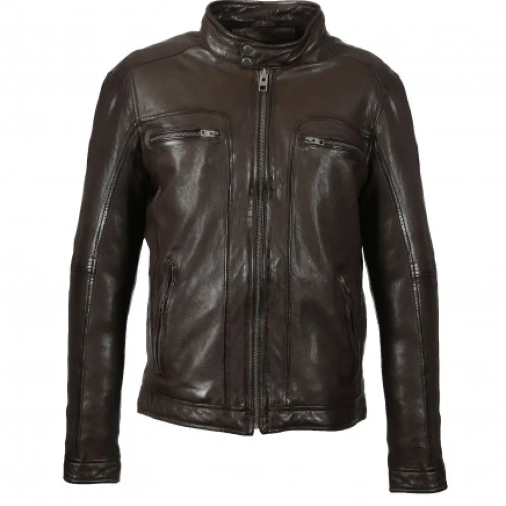 Drink Chocolat- Blouson En Cuir Veritable A Capuche Amovible^OAKWOOD Outlet