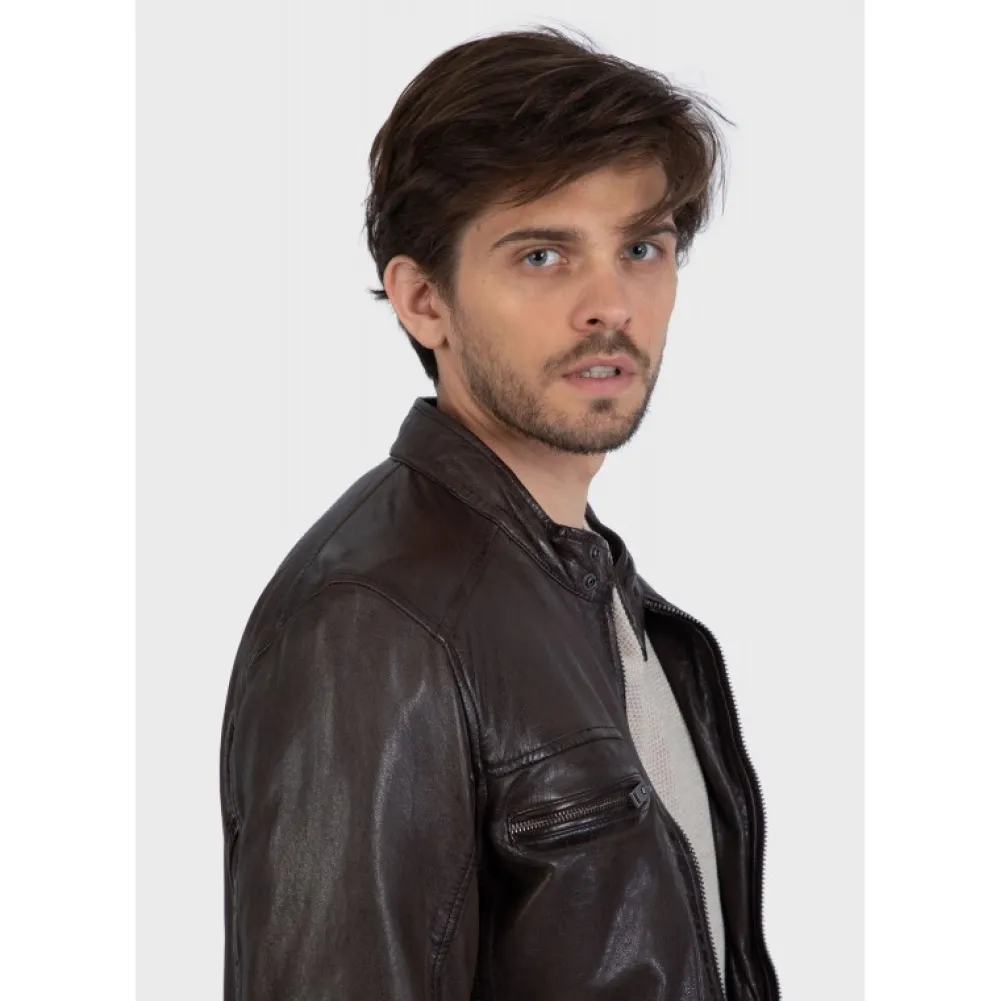 Drink Marron - Blouson En Cuir Veritable A Capuche Amovible^OAKWOOD Discount