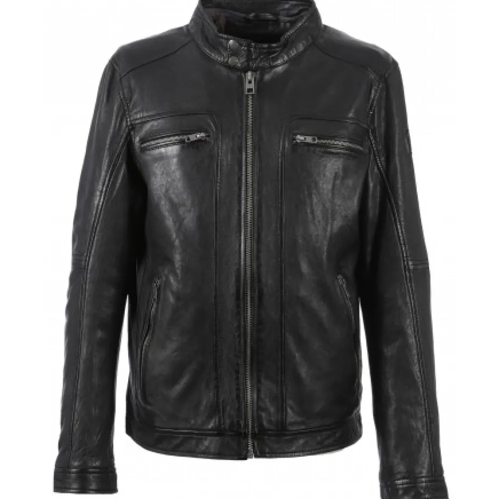 Drink Noir - Blouson En Cuir Veritable A Capuche Amovible^OAKWOOD Best