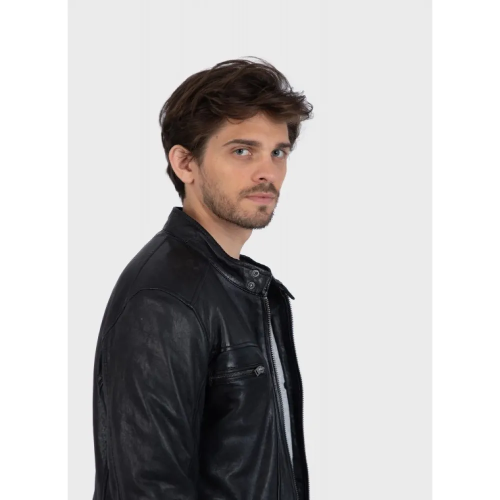 Drink Noir - Blouson En Cuir Veritable A Capuche Amovible^OAKWOOD Best