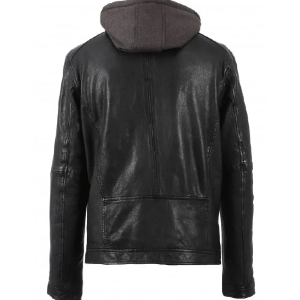 Drink Noir - Blouson En Cuir Veritable A Capuche Amovible^OAKWOOD Best