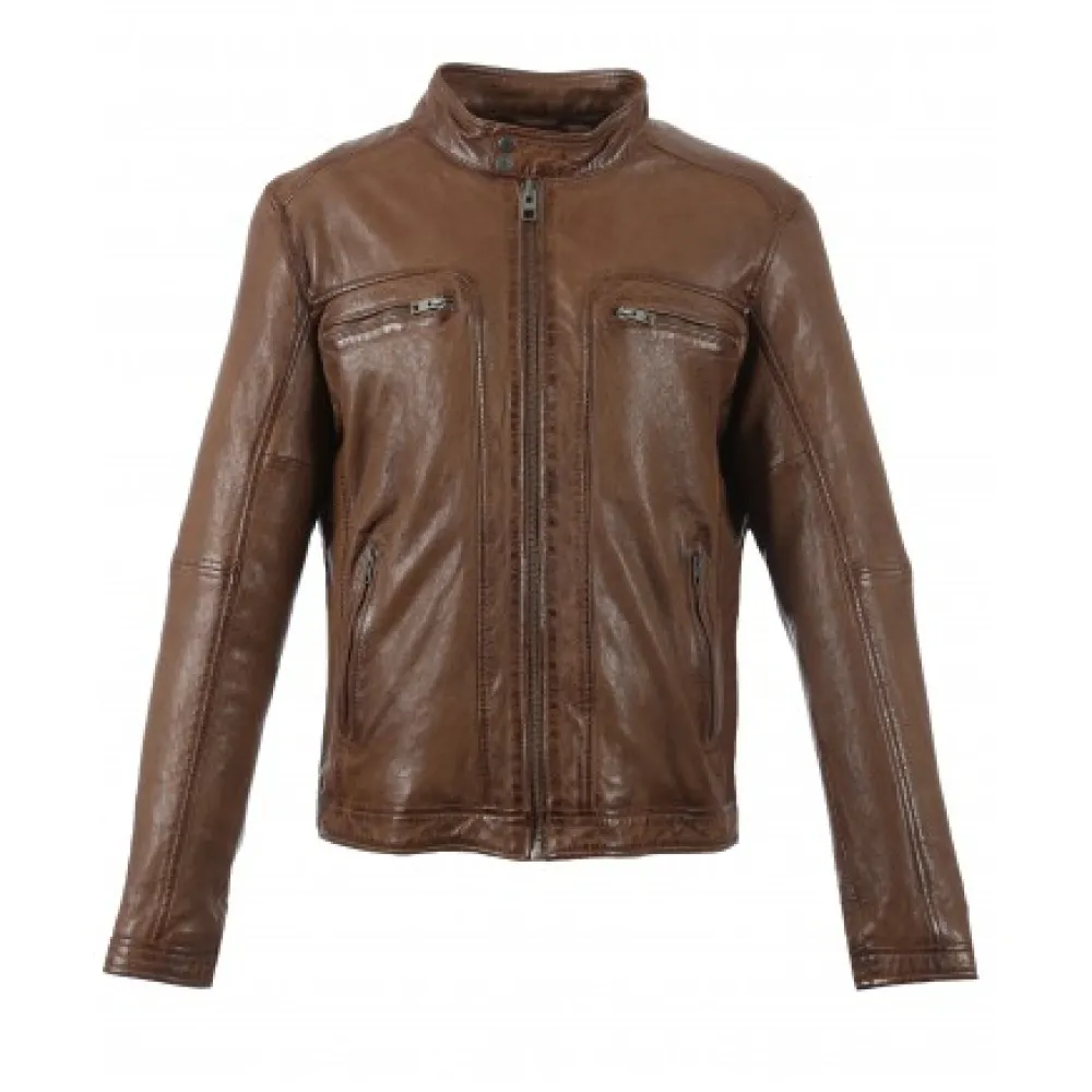 Drink Tan - Blouson En Cuir Veritable A Capuche Amovible^OAKWOOD Outlet