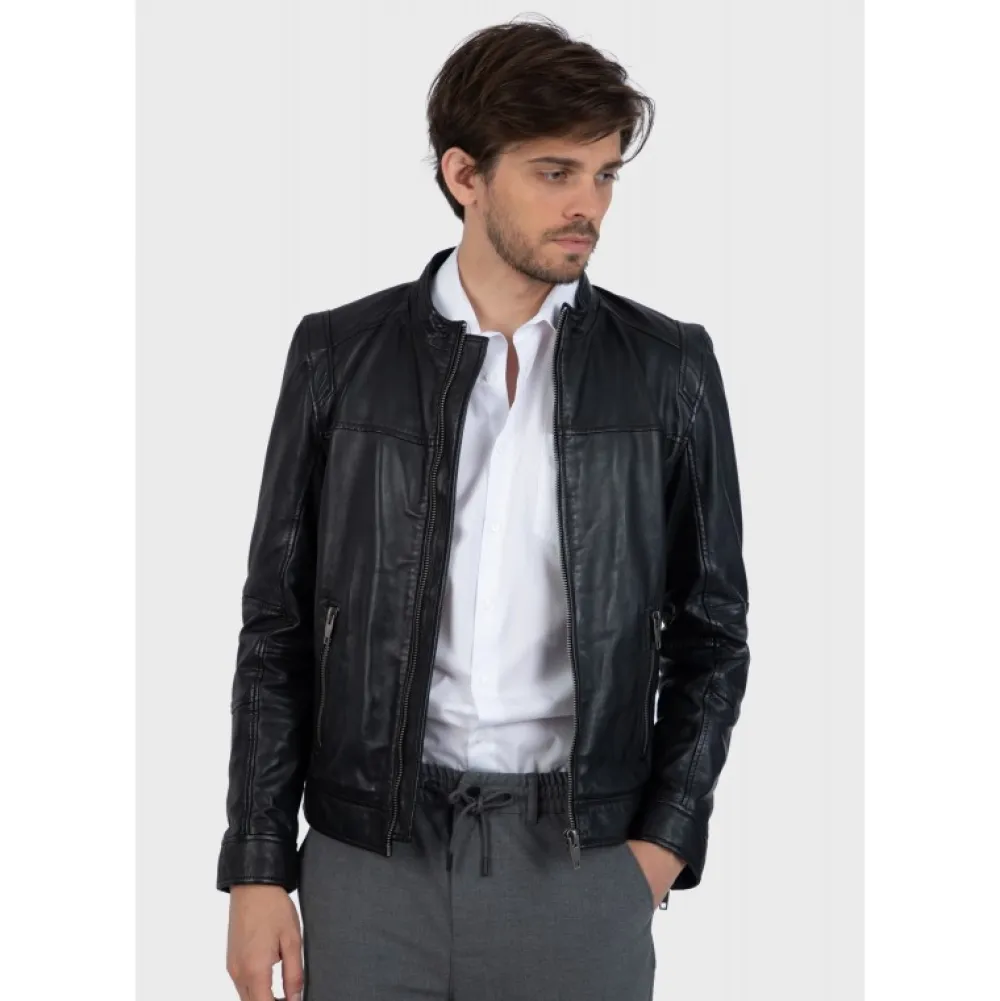 Dublin Noir - Blouson En Cuir Veritable Lisse^OAKWOOD Clearance
