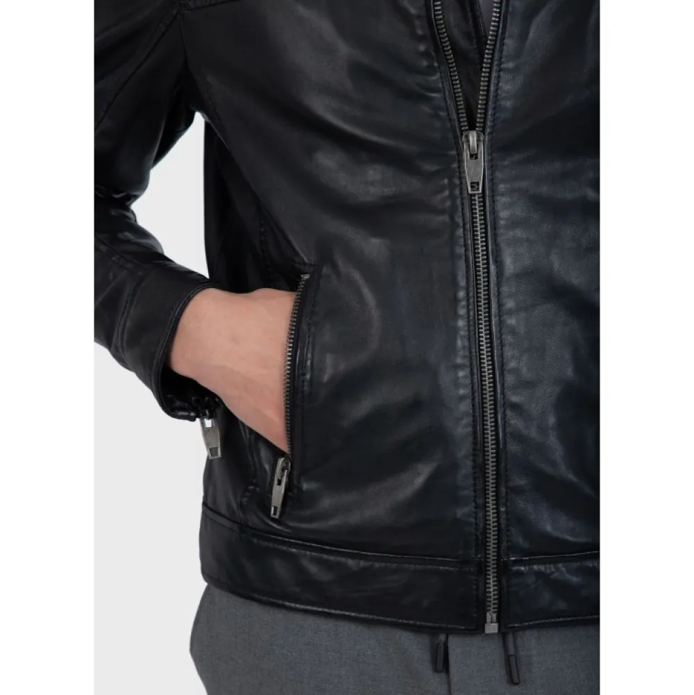 Dublin Noir - Blouson En Cuir Veritable Lisse^OAKWOOD Clearance