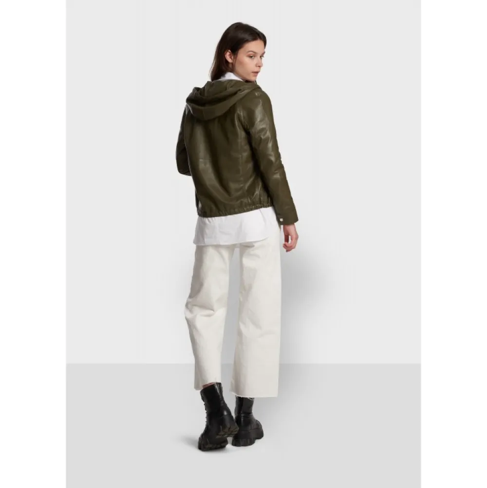 Dynamic Kaki - Blouson A Capuche En Cuir Veritable^OAKWOOD Shop