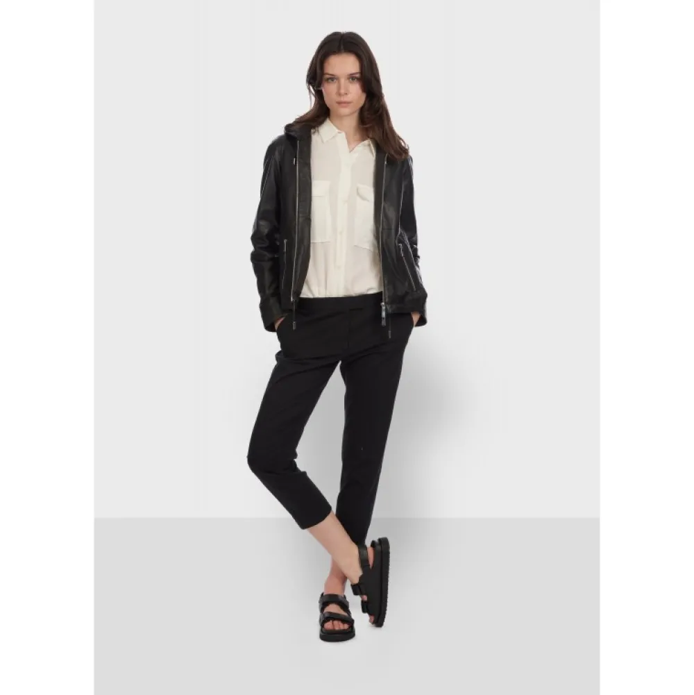 Dynamic Noir - Blouson A Capuche En Cuir Veritable^OAKWOOD Online