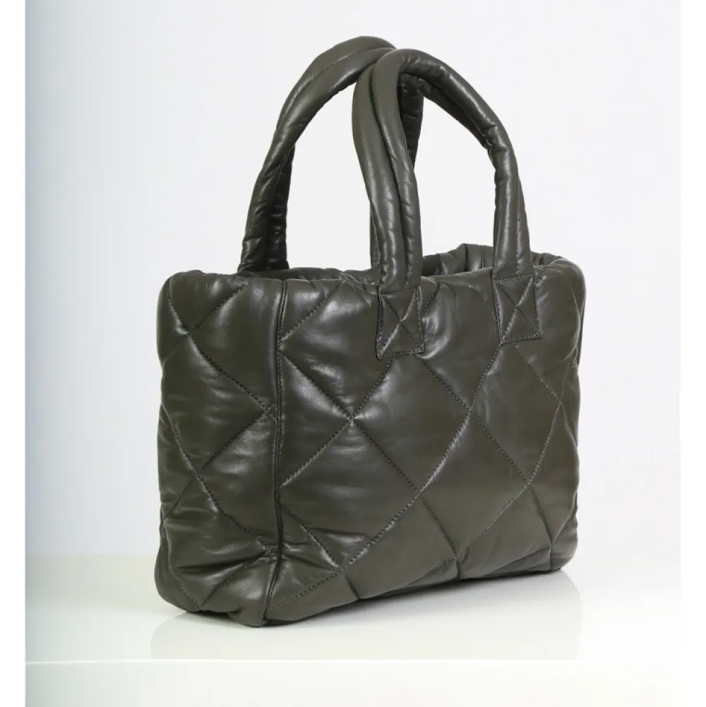 Except Kaki Fonce - Petit Sac Cabas En Cuir Veritable Matelasse^OAKWOOD Fashion