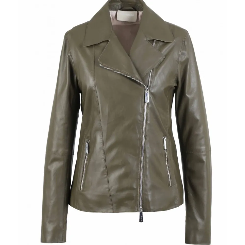 Flash Kaki - Blouson Epure A Fermeture Asymetrique En Cuir Veritable De Mouton^OAKWOOD Cheap