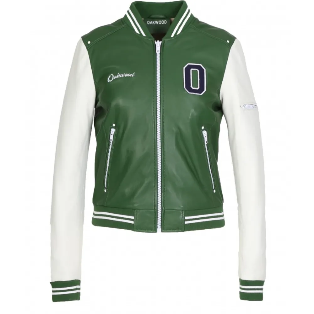 Flirt Bi Emeraude- Blouson Teddy Bi-Color En Cuir Veritable^OAKWOOD Flash Sale