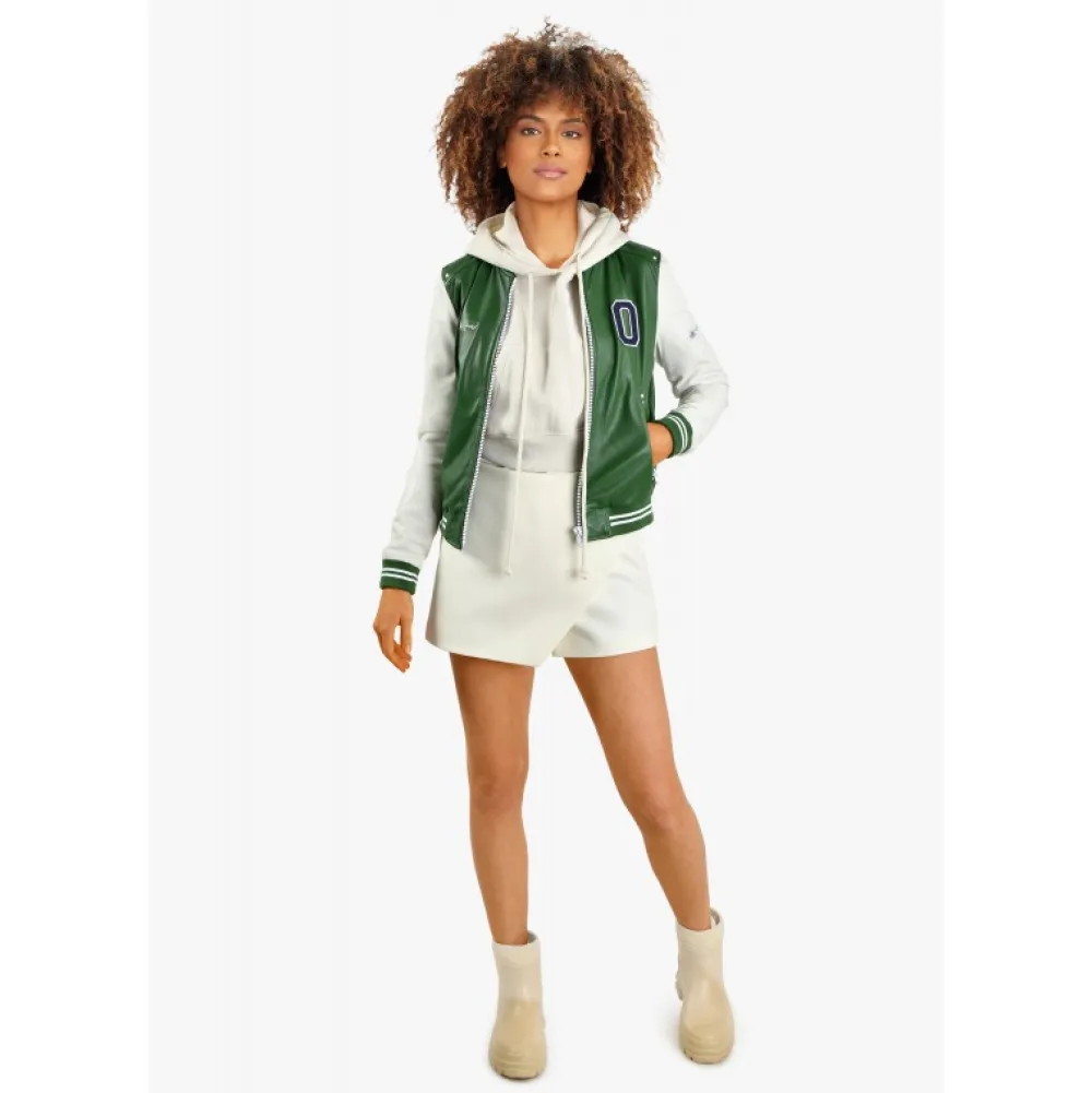 Flirt Bi Emeraude- Blouson Teddy Bi-Color En Cuir Veritable^OAKWOOD Flash Sale