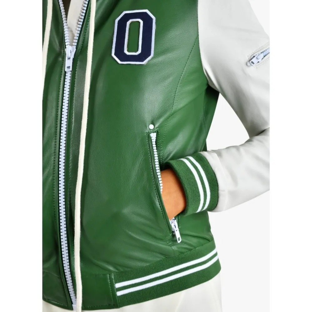 Flirt Bi Emeraude- Blouson Teddy Bi-Color En Cuir Veritable^OAKWOOD Flash Sale