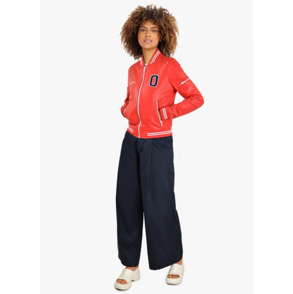 Flirt Rouge Fonce - Blouson Teddy En Cuir Veritable^OAKWOOD Sale