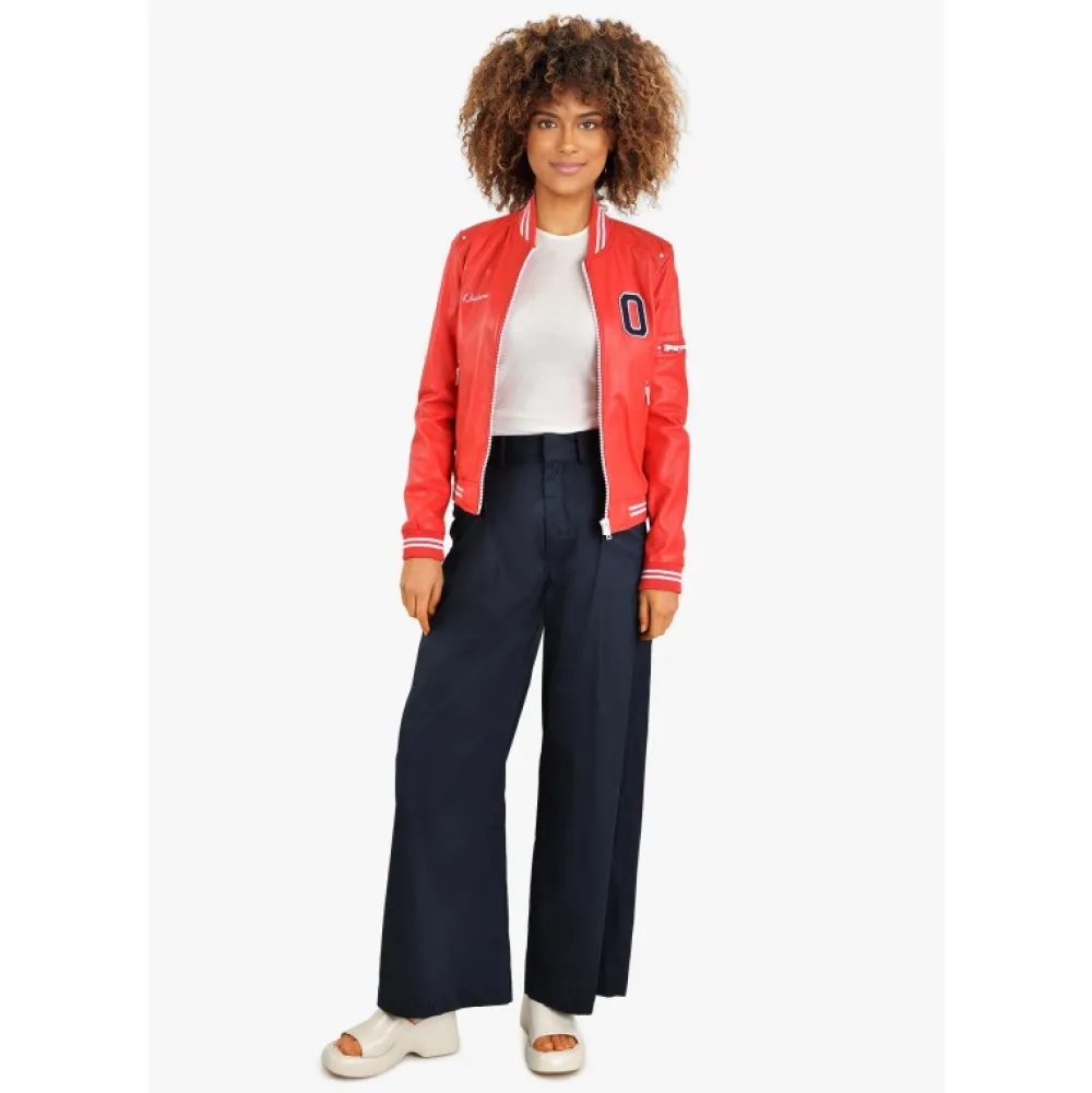 Flirt Rouge Fonce - Blouson Teddy En Cuir Veritable^OAKWOOD Sale