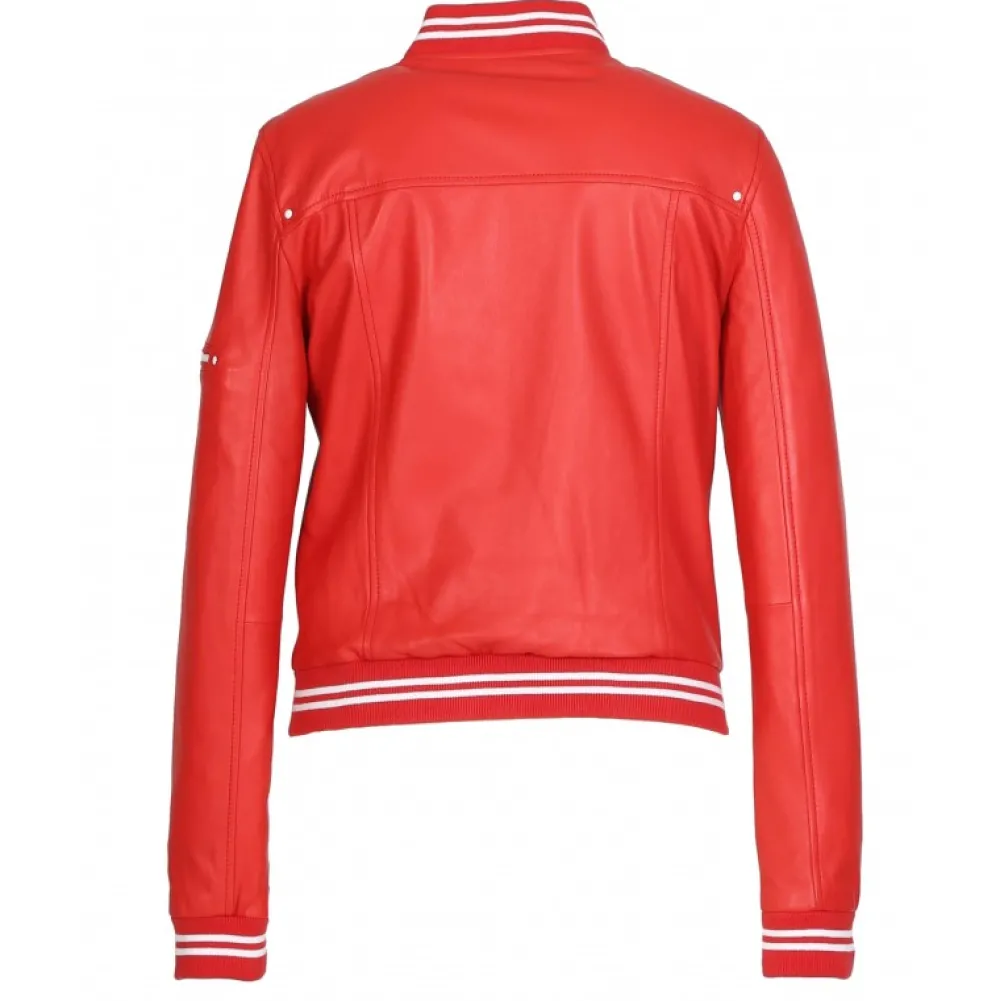 Flirt Rouge Fonce - Blouson Teddy En Cuir Veritable^OAKWOOD Sale