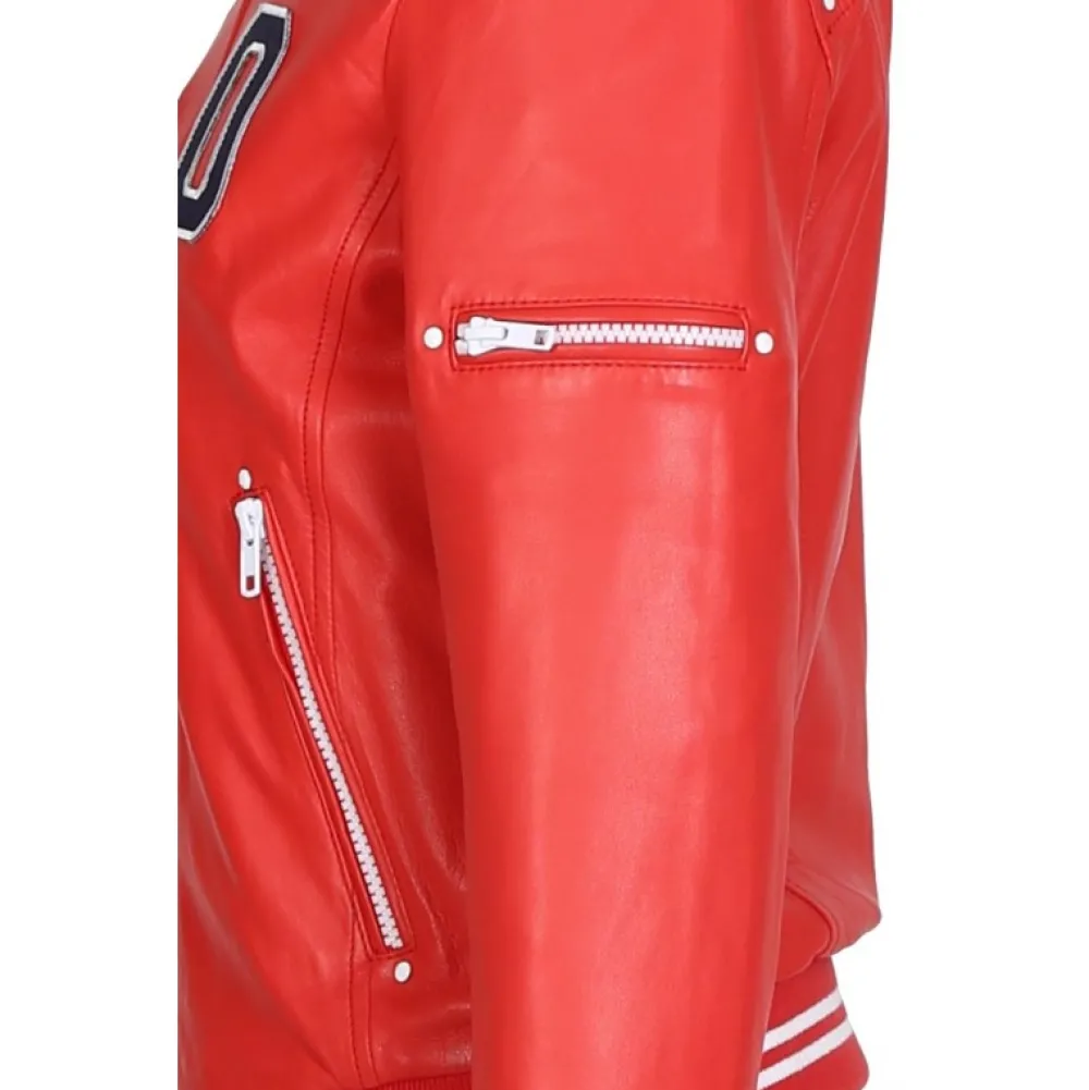 Flirt Rouge Fonce - Blouson Teddy En Cuir Veritable^OAKWOOD Sale