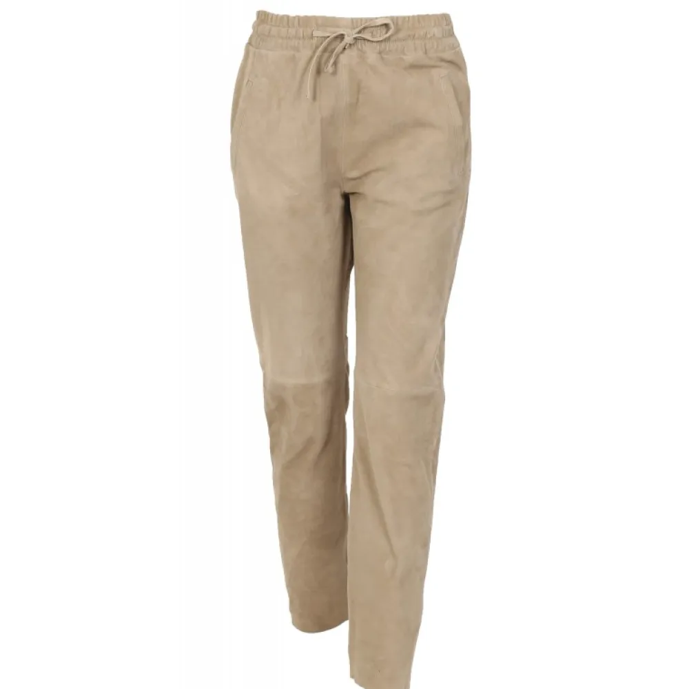 Gift Beige - Pantalon Jogpant Cuir Veritable Chevre Velours^OAKWOOD Best