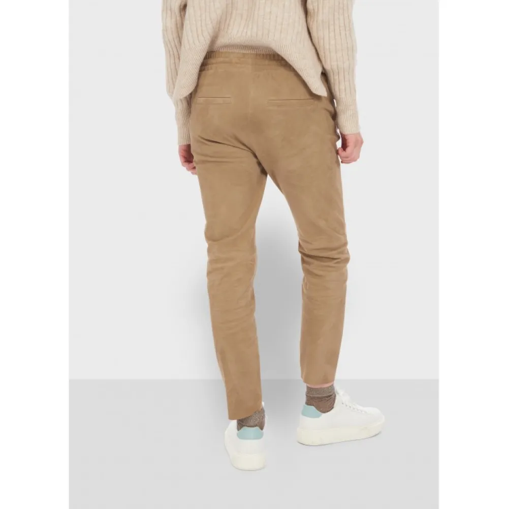 Gift Beige - Pantalon Jogpant Cuir Veritable Chevre Velours^OAKWOOD Best