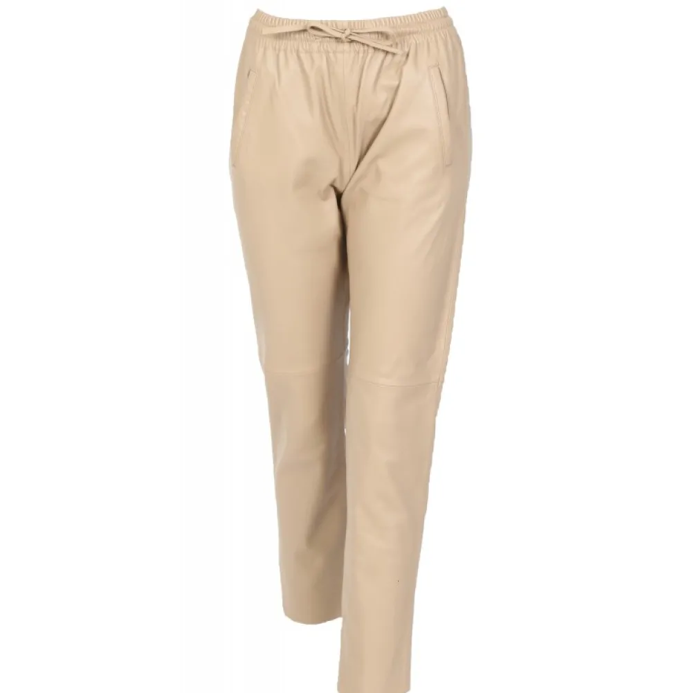 Gift Beige Fonce- Pantalon Jogpant Cuir Veritable^OAKWOOD Fashion