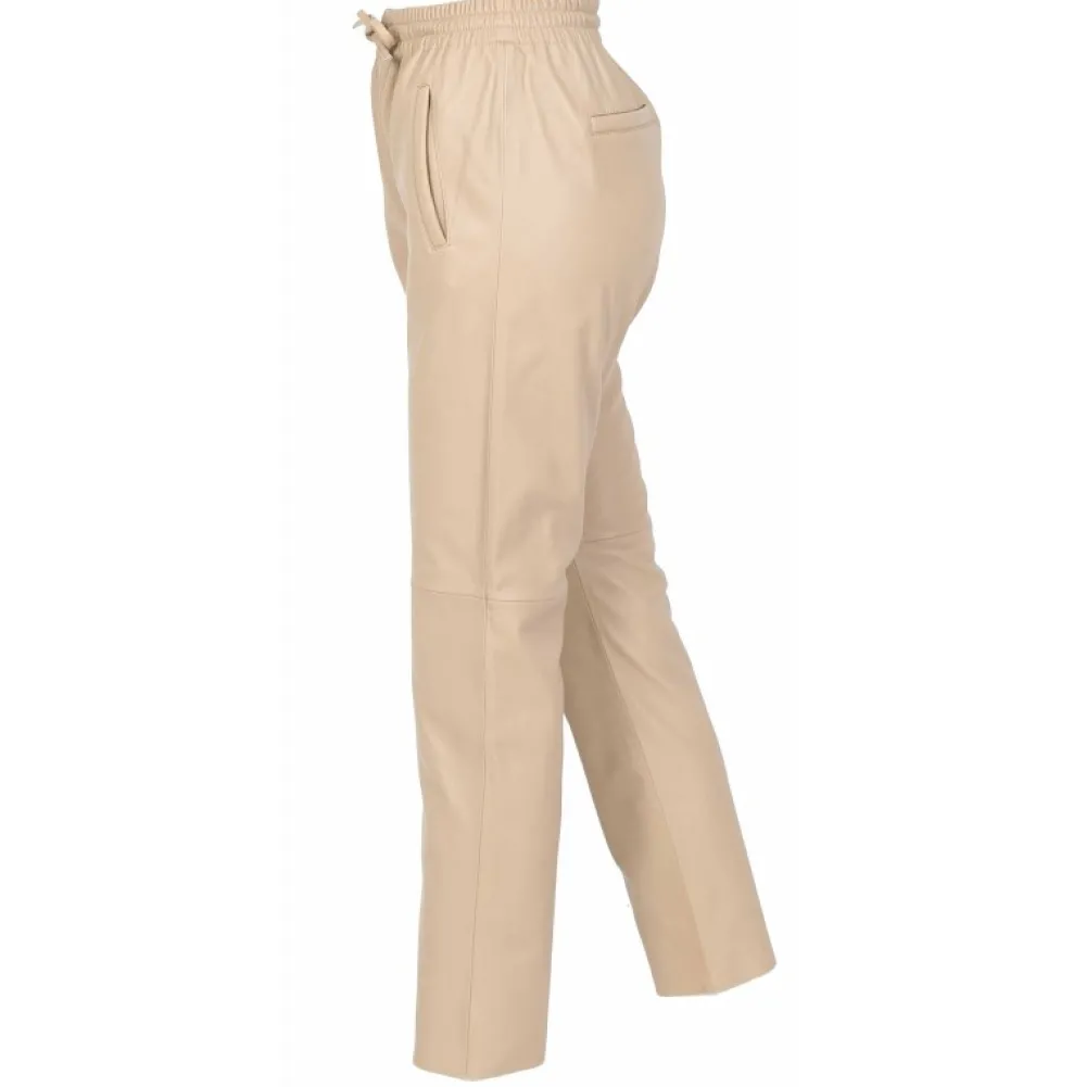 Gift Beige Fonce- Pantalon Jogpant Cuir Veritable^OAKWOOD Fashion