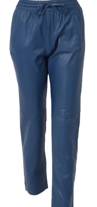 Gift Bleu Fonce - Pantalon Jogpant Cuir Veritable^OAKWOOD Shop