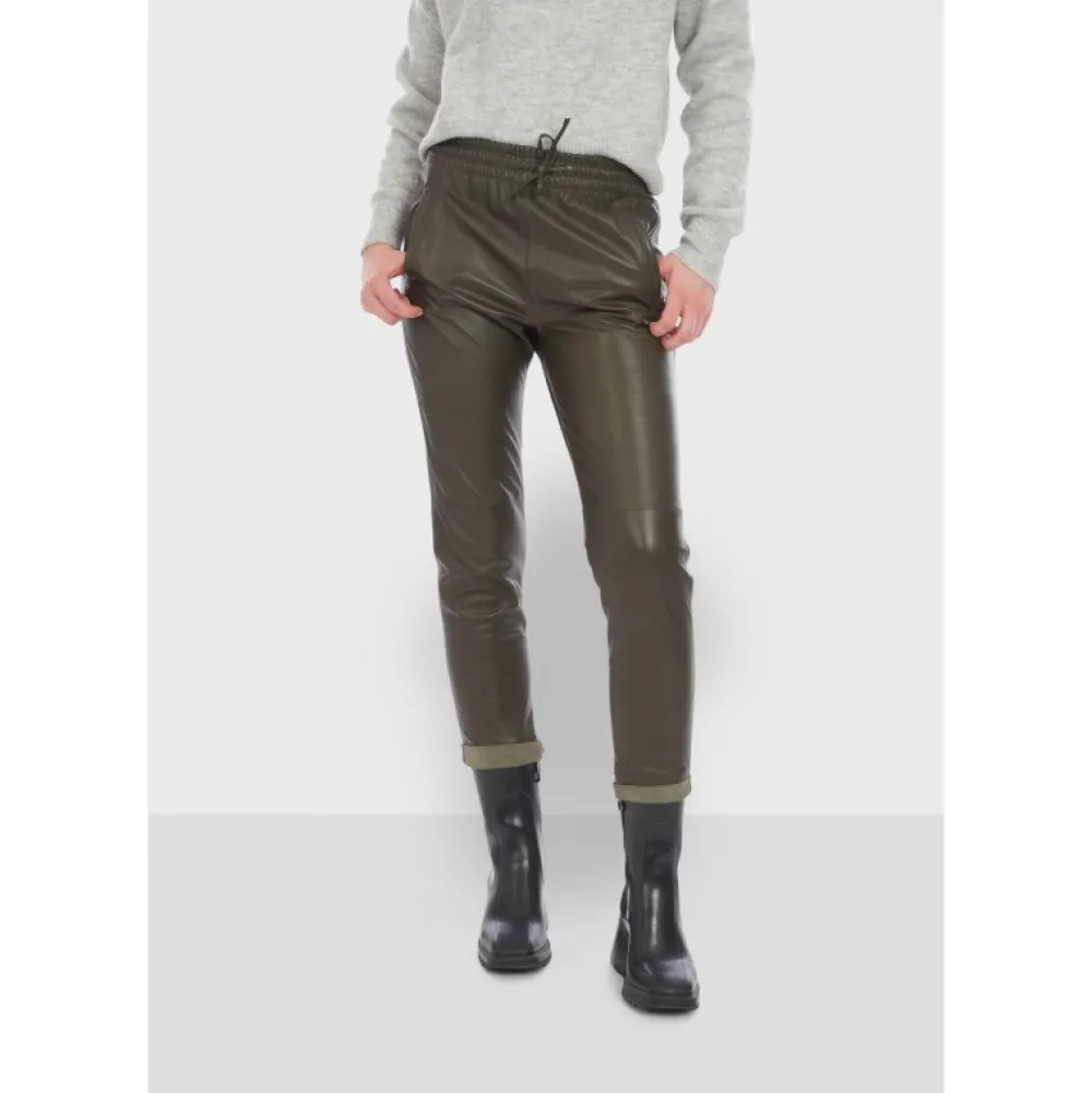 Gift Kaki Fonce - Pantalon Jogpant Cuir Veritable^OAKWOOD Outlet